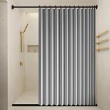 Tenda da Doccia Magnetica Pieghevole 120 x 220 cm Isolamento Termico, Blocco Della Luce, Stile Pieghevole Tenda per Porta Oscuranti per Camera da Letto, Soggiorno, Grigio