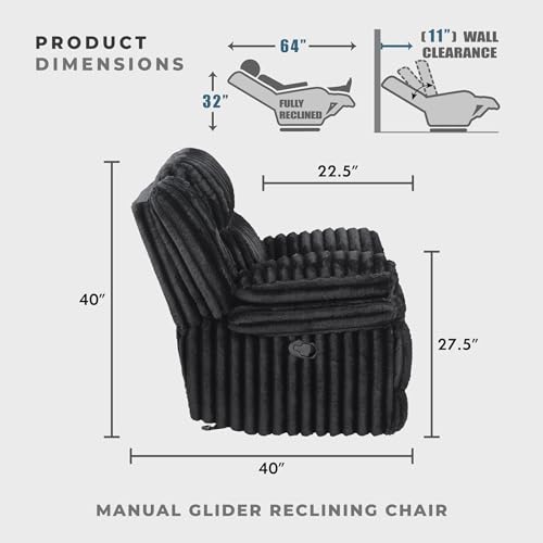 Sillón Glider Plegable Terciopelo Negro miniatura 2