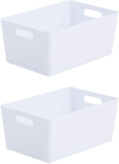 Wham Bam 4.02 Ice White Plastic Studio Storage Baskets Office Home & Kitchen Tidy Organiser 25.5 x 17 x 11cm (2 Baskets)