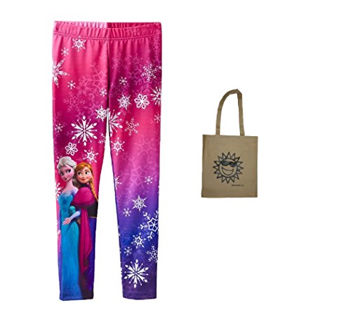 Disney Frozen Little Girls' Elsa & Anna Snowflake Leggings & Tote - 2 Piece Gift Set (2T, Pink/Purple)