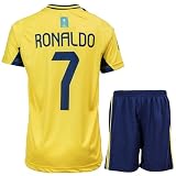 MAILLOT ENFANT #7 Heim Kinder Trikot mit Kurz, Fußball Set Jugendgrößen(140, 6-7 Jahre,Gelb)