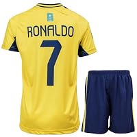MAILLOT ENFANT #7 Heim Kinder Trikot mit Kurz, Fußball Set Jugendgrößen(140, 6-7 Jahre,Gelb)