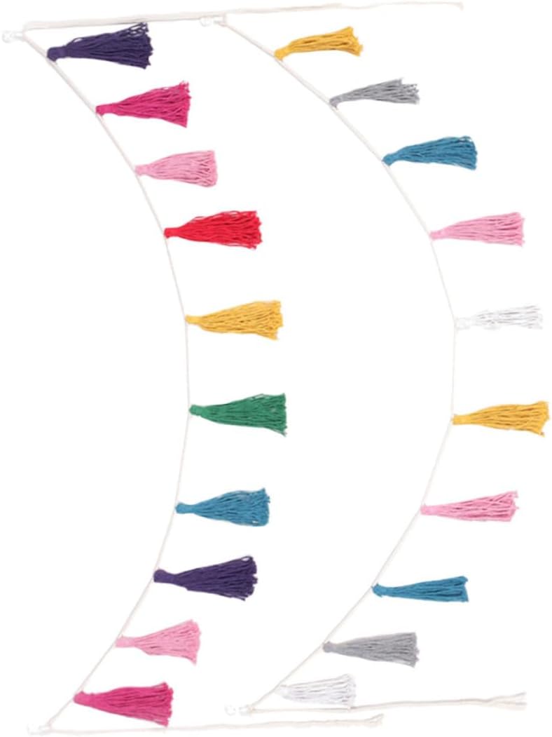 2pcs Colorful Rainbow Tassel Garland Wall Hanging Banner Bohemian Style Decorative Tassel Pendant for Home and Party Décor