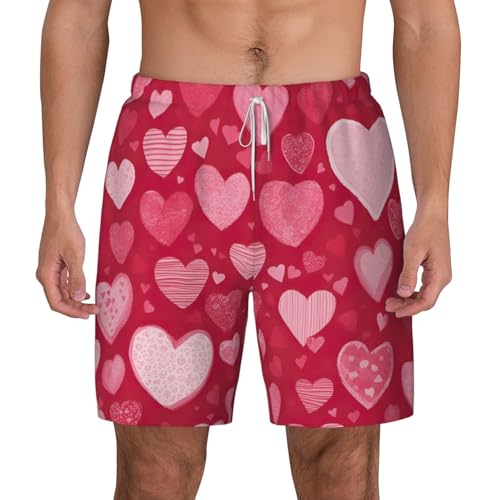 Short de bain pour homme imprimé Saint-Valentin en tissu léger