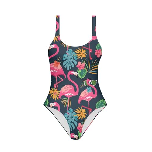Image of Girls Bathing Suit One Piece Swimsuit Hawaiian Summer Flamingo Flowers Retro Beach Quick Dry Swim Dress