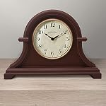 Presentime & Co. Mantel Clock Vintage Farmhouse Series, Napoleon Desk & Shelf Clock, 13 x 10 inch, Domed Lens, Quartz Movement, ABS Plastic Case, Walnut Brown Finish (Home/Tabletop Decoration) - Image 2