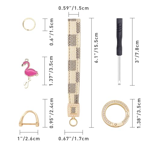 Image of OHKYOOT Leather Wristlet Keychain,Wrist Keychain Car Key Chain with 5 Key Ring and Anti-Lost D Ring