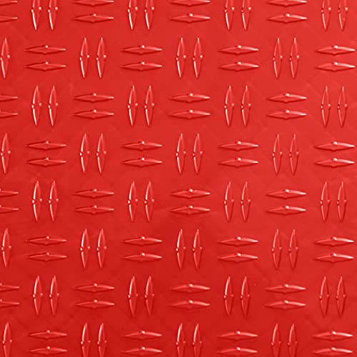 Incstores 1/2 Inch Thick Grid-Loc Interlocking Garage Floor Tiles | Plastic Flooring For A Stronger And Safer Garage, Workshop, Shed, Or Trailer | Diamond-Top, Victory Red, 12 Pack #TOP4