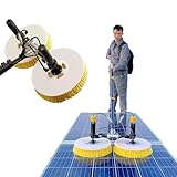 Kit de limpieza de paneles solares de doble cabezal con varilla telescópica de aluminio, longitud ajustable para un mantenimiento eficiente