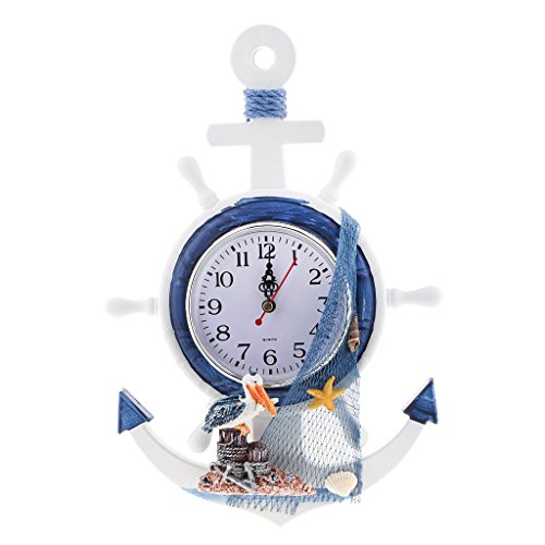 Tubayia - Reloj de pared con ancla náutica para salón, dormitorio, c