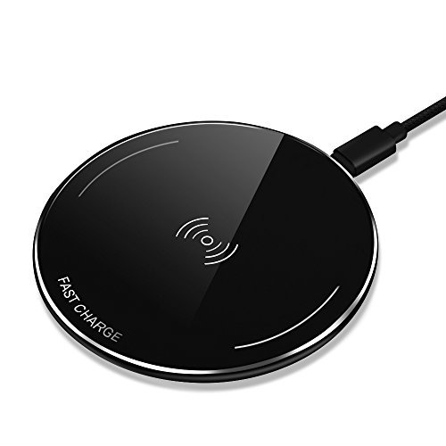 Qi Wireless Charger LUXSURE Qi Wireless Charging Pad 10W Compatible with Samsung Galaxy S10/S9/S8/Note9/Note8, 7.5W Compatible with iPhone XR/XS/X/8, 5W Compatible with All Qi-Enabled Phones (Black)