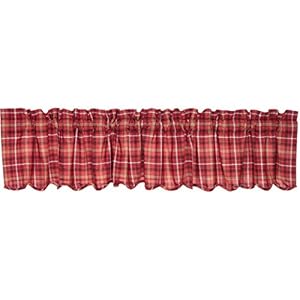 Vhc brands 2 pieces braxton scalloped valance curtains 2 panels 16×90  urban country home decor