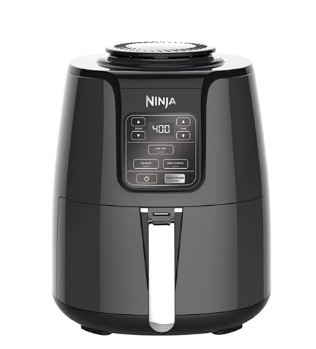 AF100W Air Fryer Ceramic-Coated Nonstick Basket, Dehydrate & Reheats, for Quick,4 Quart Capacity, & High Gloss Finish (Black/Gray)