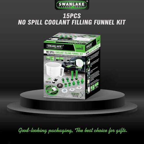 SWANLAKE No-Spill Coolant Funnel Kit,Spill Proof Radiator Funnel Bleeder with Adapters.Universal Fitment15Pcs. - Image 8