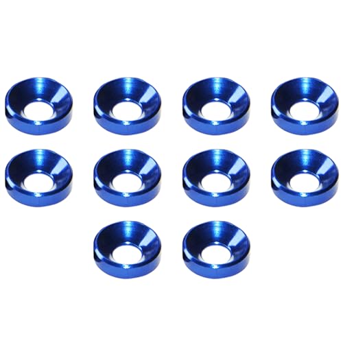 Juego de 10 arandelas de taza de aluminio anodizado con cabeza avellanada para parachoques de bahía motor (azul)