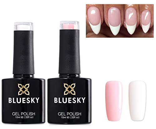 Bluesky GEL POLISH FRENCH MANICURE SET WHITE + MANICURE PINK UV LED Soak Off 2 X 10ML BOTTLES (Requires Drying Under UV/LED Lamp)