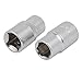 Aexit 1/2-inch Square Hand Operated Tools Drive 13mm 6 Point Socket Impact Adapter Silver Tone 2pcs Model:32as201qo390
