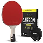 PRO-SPIN Table Tennis Bats | ITTF Approved Rubber | 7-Ply Blade with Carbon Fibre | 2.0mm Sponge | Professional Ping Pong Racket with Protective Cover (1-Pack, Red)