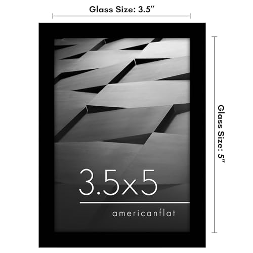 Americanflat 3.5x5 Picture Frame with Polished Plexiglass - Streamline Collection - Thin Border Picture Frame for Wall Display - Hanging Hardware Included - Black