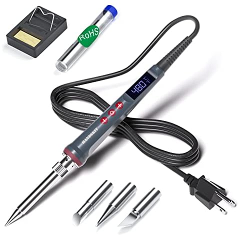 Solder Iron, 200W 110V Soldering Iron Digital Soldering Kit for Soldering, 6-in-1 Solder Iron Kit Welding Tool, Adjustable Temperature from 180 to 480℃, 3 solder tips, Solder wire, Solder Iron Stand Cover