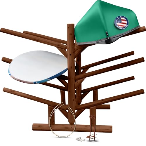 Log Kayak Rack Low 6-Place SUP Racks, Freestanding Garage Kayak Storage Rack, Surfboard Stands, Surfboards Steady Stand, SUP Board Stand, Outdoor Storage Racks - Canyon Brown + 15
