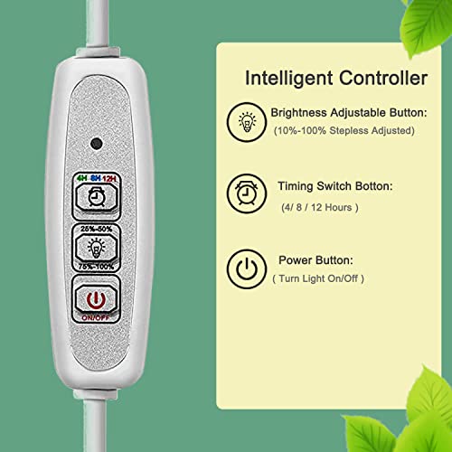 Jsyboy Grow Light For Indoor Plants Plant Lamp For Seedings Succulents Bulbs Full Spectrum Gooseneck Small Plants Growing, Auto On/Off Timing & 5 Dimming (Silver) #TOP5