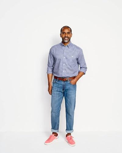 Orvis Men's Hidden Button-Down Performance Long-Sleeved Shirt, Regular, Fog Blue - Small #TOP4