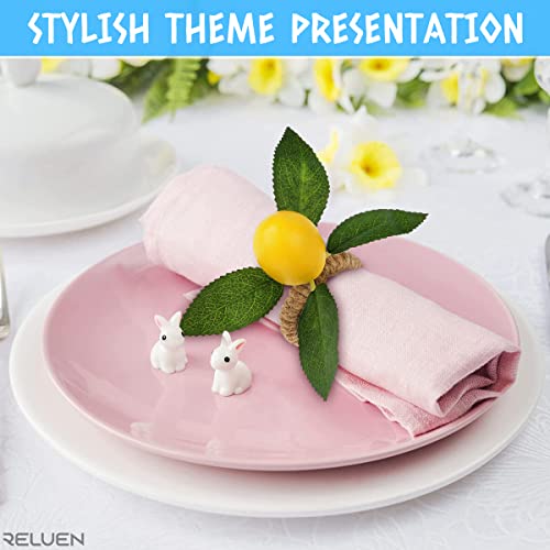 Lemon Napkin Rings Dining Table Set 8Pcs - Lemon Napkins Yellow Rings For Napkin Holders For Kitchen Decor - Farmhouse Decor Cloth Napkins Vine Leaf Spring Napkin Rings Thanksgiving Party Decoration #TOP6