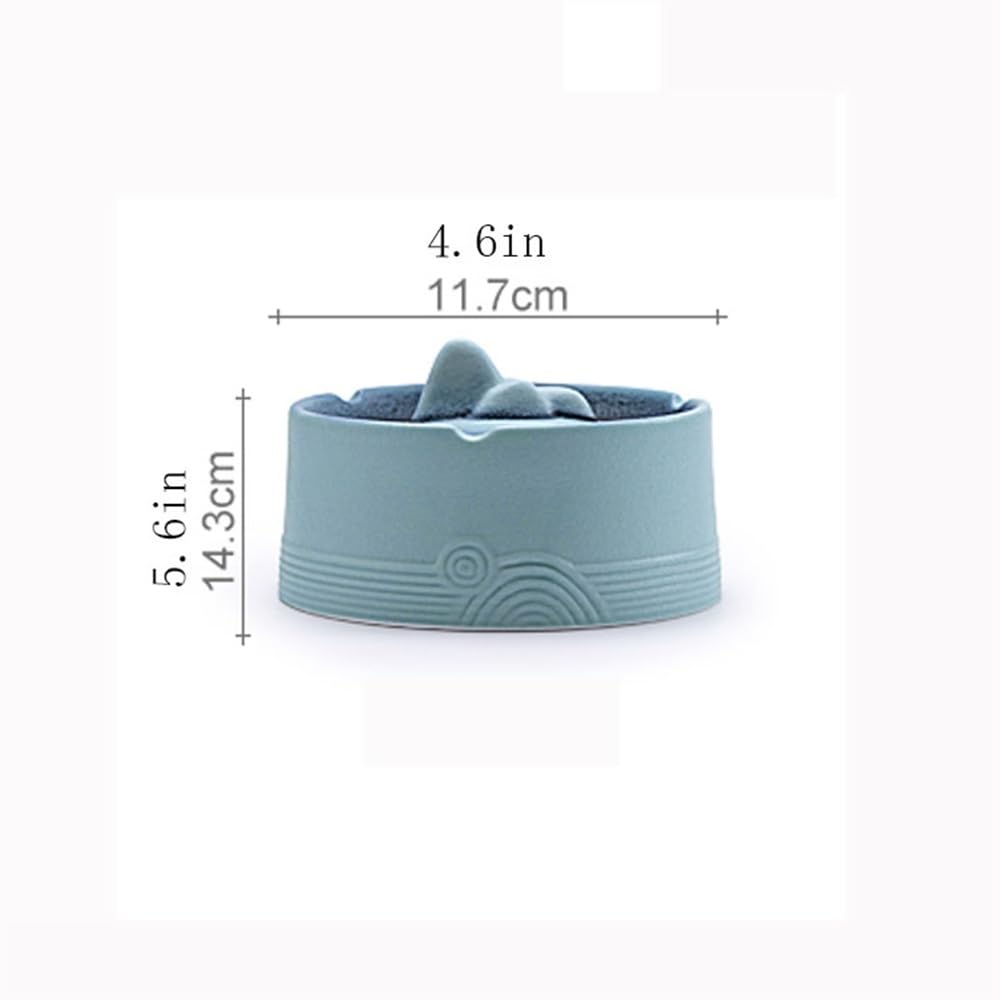 Posacenere in ceramica con coperchio, posacenere da tavolo per interni ed esterni, casa, ufficio, giardino, bar, decorazione, supporto per fumatori, decorazione (blu)