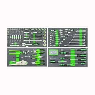 PrimeUtensili Cassetta Attrezzi Portatile con 143 Pezzi, Metallo, 3 Scomparti, Nero e Verde, 45x20x21 cm, Set Completo di Utensili per Riparazioni