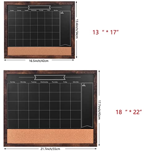 Umtiti 13" X 17" Chalkboard Calendar And Bulletin Combo Board. Brown Wooden Frame，Magnetic Chalkboard.perfect For Office, Home School Message Board，Hbzhb-Bn3442-Us #TOP1