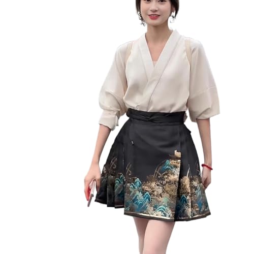 Jupe visage de cheval courte hanfu style chinois femme été Ming mini