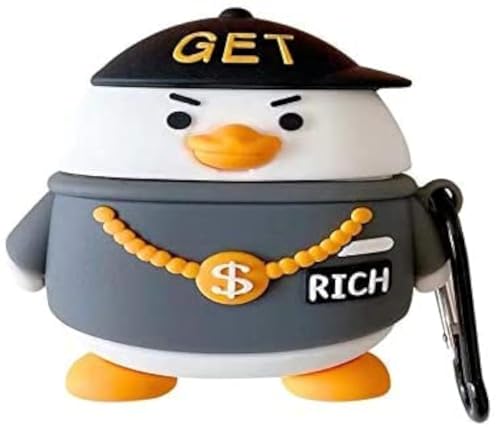 LVANLLF Cool Silicone Hiphop Duck Cartoon Animals Headphone Case Compatible with Airpods 3rd Generation 2021 Airpods 3 Headphones Funny Cover with Keychian for Boys Girls Teenager Best Gift