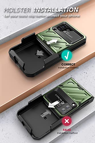 Image of SUPCASE Unicorn Beetle Pro Series Tpu And Polycarbonate Case For Samsung Galaxy Z Flip 3 5G (2021), Full-Body Dual Layer Rugged Protective Case With Holster - Guldan, Green