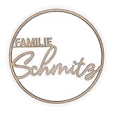 as-herzwerk Personalisierter Türkranz Trockenblumen Kranz Familie Glück Freude Holz, 29cm - Tür & Wand-Deko Geschenk für Freunde & Familie