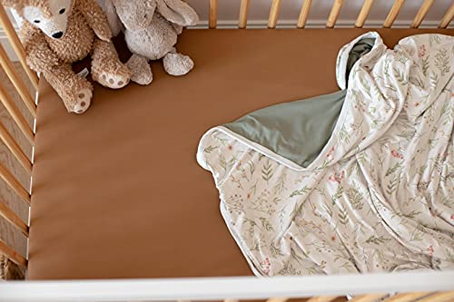Pobibaby - Single Solid Premium Fitted Baby Crib Sheets For Standard Crib Mattress - Ultra-Soft Cotton Blend, Safe And Snug, And Stylish Solid Crib Sheet (Caramel Brown) #TOP2