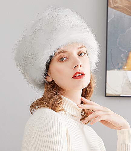 Lovful Winter Women Faux Fur Russian Cossack Style Hat Winter Hat,White #TOP2