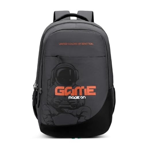 United Colors of Benetton Backpack Falcon | Printed High School Bag With 3 CompartMen'sts, Airmesh Padding & 1-Year Warranty - 38L Capacity | Daypack For School Girls & Boys
