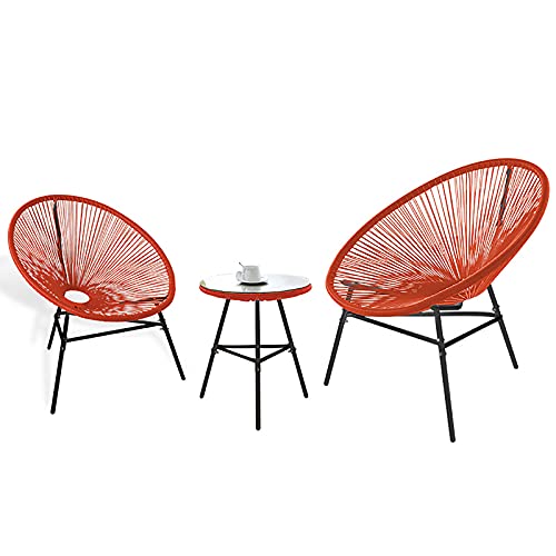 Generisch 3-teiliges Orange Bistroset Glastisch