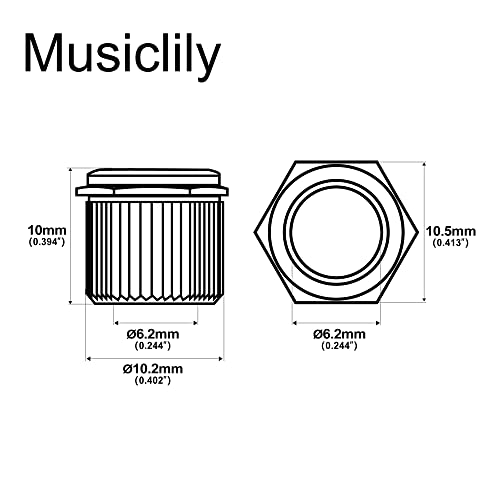 Musiclily Ultra Solid Brass 6mm to 10mm Vintage To Modern Sized Hex Guitar Tuner Conversion Bushings Tuning Pegs Adapter Ferrules - Image 2