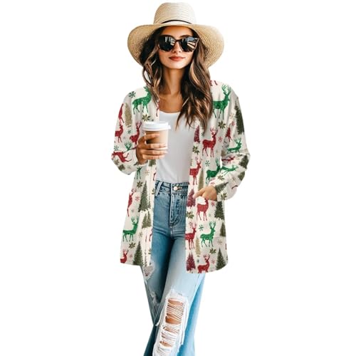 Image of Women's Open Front Cardigan Long Sleeve Loose Sweater Lightweight Soft Cardigan Jackets