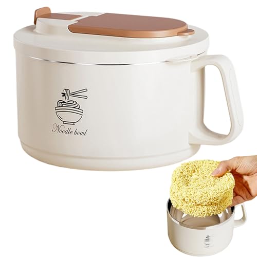 Générique Soup Bowl 1650ml with Foldable Cutlery Leak Proof | Noodle Container with Lid for Indoor Home Office School Apartment Hotel Picnic