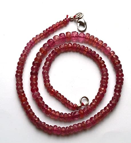 LKBEADS 1 sznurek naturalny 38 cm sznurek, najlepszy, naturalny różowy szafir fasetowane okrągłe koraliki naszyjnik 3,5 do 5,5 mm