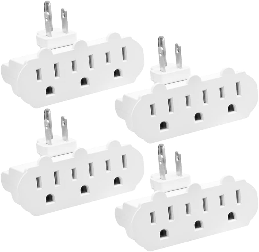 Maxxima 3-Outlet Swivel Grounded 180 Degree Wall Plug Adapter - Wall Tap for Extra Space, Adjustable 3 Way Outlet Extender Turns 1 Outlet into 3, ETL Listed for Home and Office Use