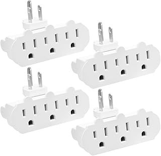 Maxxima 3-Outlet Swivel Grounded 180 Degree Wall Plug Adapter - Wall Tap for Extra Space, Adjustable 3 Way Outlet Extender Turns 1 Outlet into 3, ETL Listed for Home and Office Use