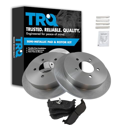 Image of TRQ Rear Brake Pad and Rotor Set Semi Metallic Vented Rotors