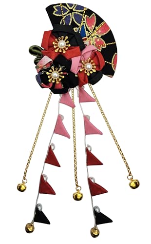 CRB Fashion Womens Japanese Kimono Yukata Flower Hairclip Hair Tie Band Clip (Red Trio)