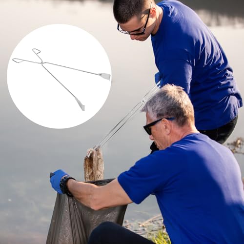 Image of Alipis Stainless Steel Scissor Tongs Garbage Clip Portable Pickup Tool for Grilling BBQ Outdoor Camping Park Clean-up for Cigarettes and Trash Collection