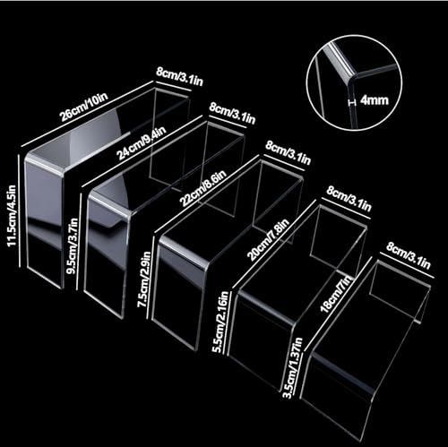 talifoca 5 Stück Acryl Display Riser Stand, Durchsichtiges Makeup Schmuck Display Halter Cupcake Dessert Ständer Halter Für Pop Figuren Sammlerstücke Tischdekoration