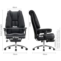 EXCEBET Chefsessel Bürostuhl XXL Ergonomisch 200kg, Schreibtischstuhl mit Fußstütze und 14cm Taschenfederkern, Hochlehner aus Kratzfestem PU Leder, Drehstuhl mit Höhenverstellbaren Armlehnen (Schwarz) – Ansicht 2